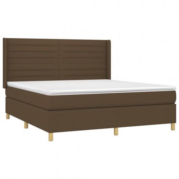 Cadre de lit matelas et LED Marron foncé 160x200 cm