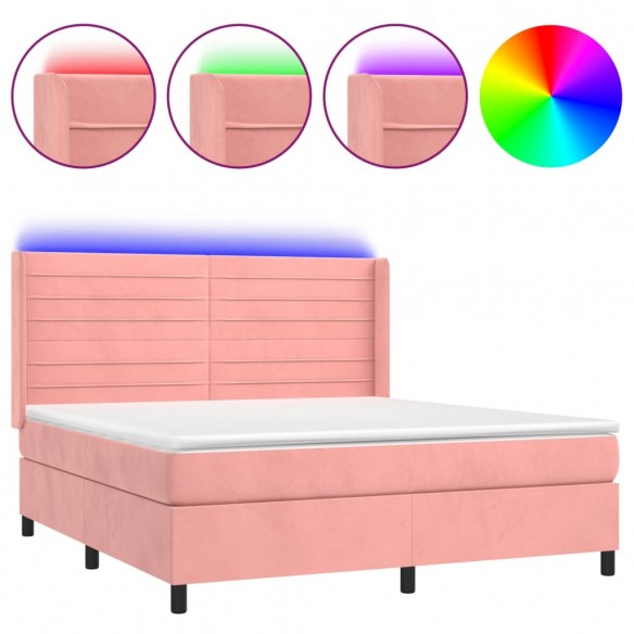 Cadre de lit matelas et LED Rose 180x200 cm Velours