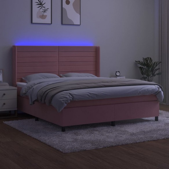 Cadre de lit matelas et LED Rose 180x200 cm Velours