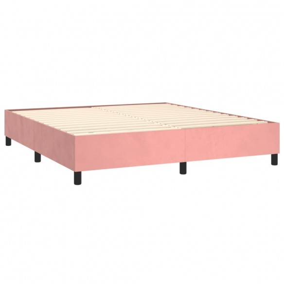 Cadre de lit matelas et LED Rose 180x200 cm Velours