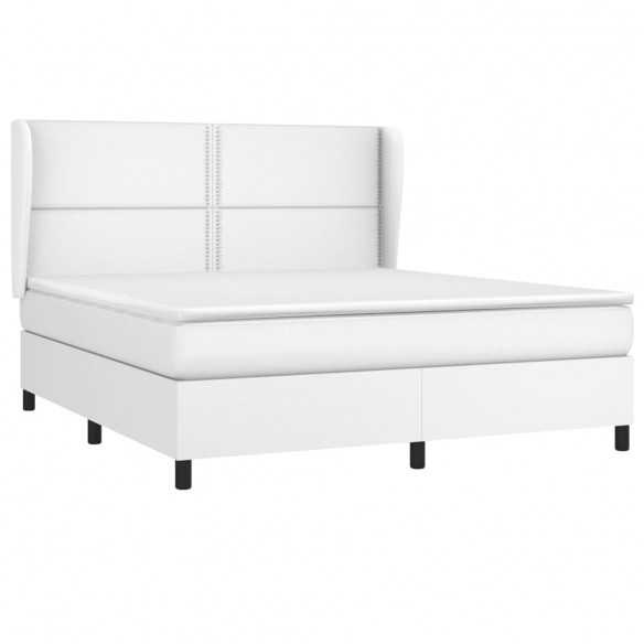 Cadre de lit avec matelas Blanc 160x200cm Similicuir