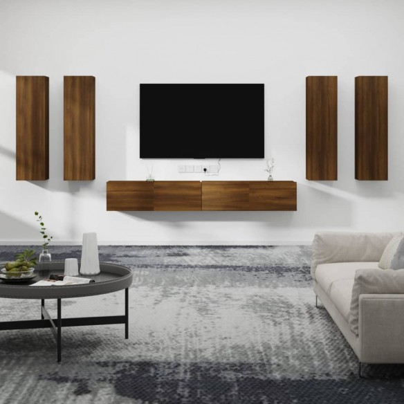 Ensemble de meubles TV 6 pcs Chêne marron Bois d'ingénierie