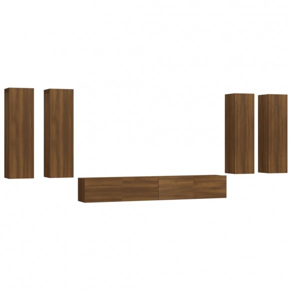 Ensemble de meubles TV 6 pcs Chêne marron Bois d'ingénierie