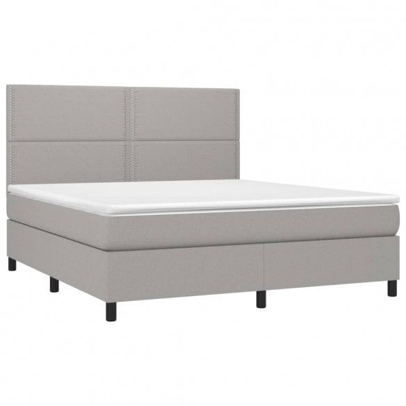 Cadre de lit et matelas et LED Gris clair 160x200 cm