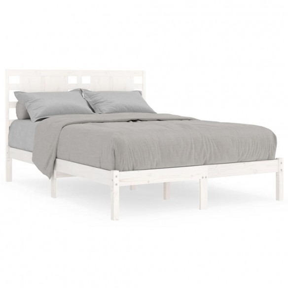 Cadre de lit Blanc Bois massif 135x190 cm Double