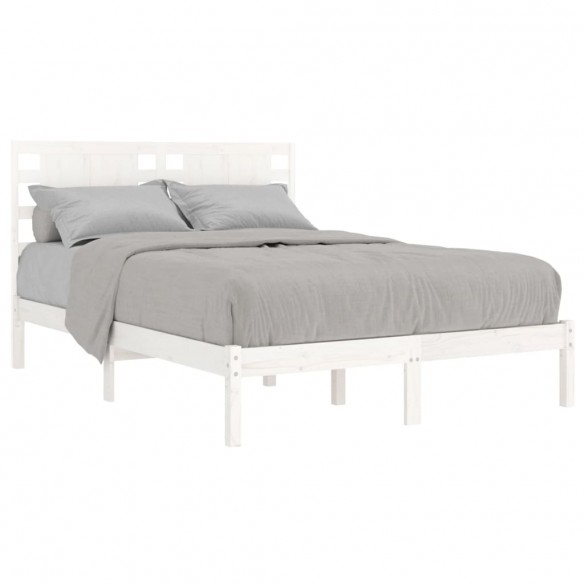 Cadre de lit Blanc Bois massif 135x190 cm Double