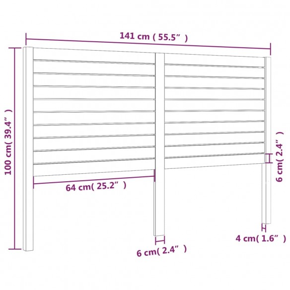 Tête de lit Blanc 141x4x100 cm Bois massif de pin