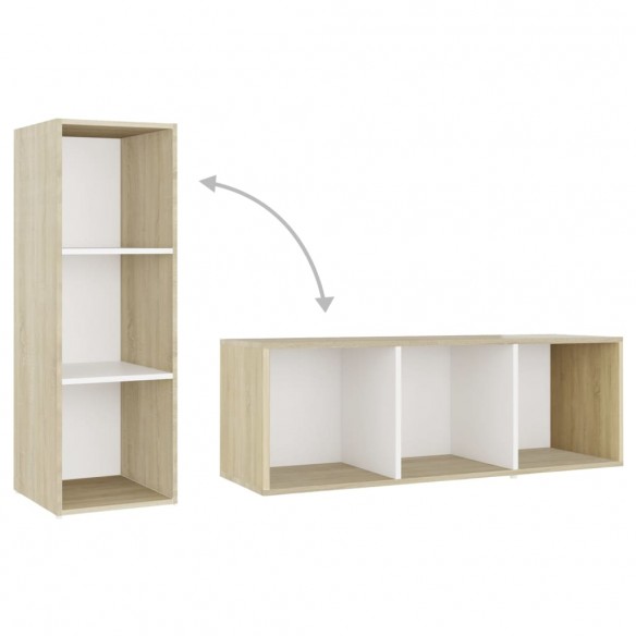 Ensemble de meubles TV 5 pcs Blanc et chêne sonoma Aggloméré