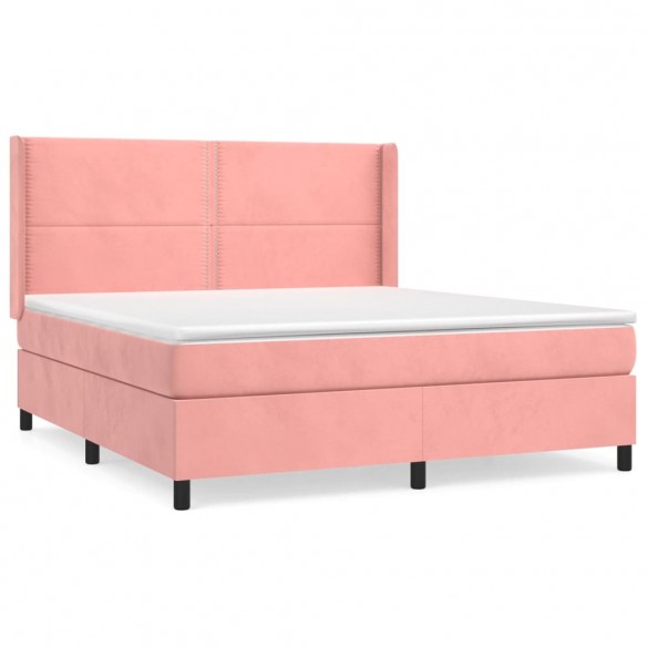 Cadre de lit avec matelas Rose 180x200 cm Velours