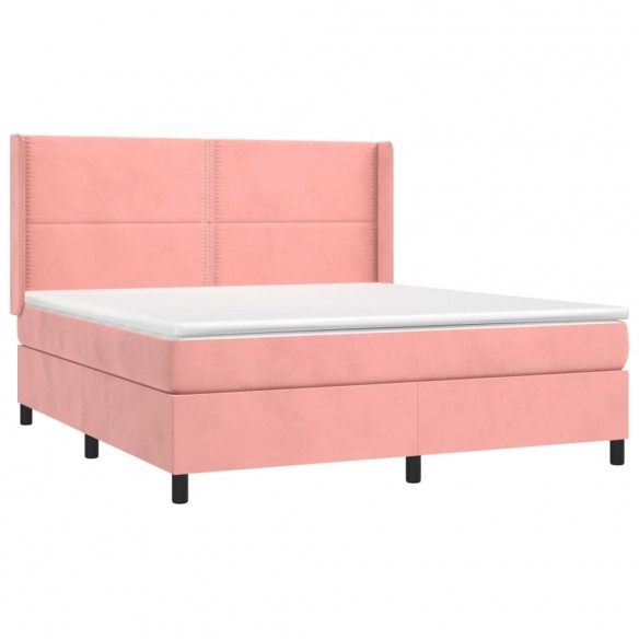 Cadre de lit avec matelas Rose 180x200 cm Velours