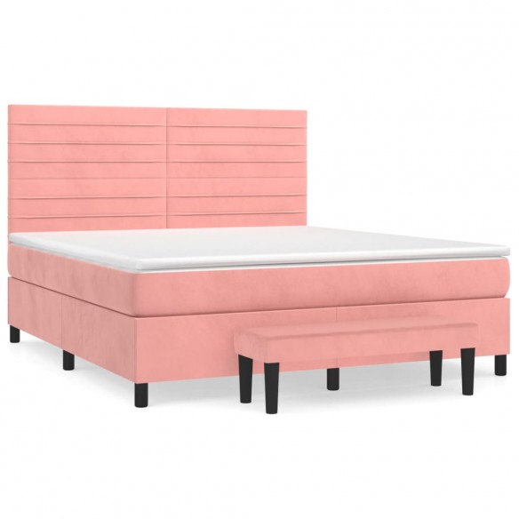 Cadre de lit avec matelas Rose 180x200 cm Velours