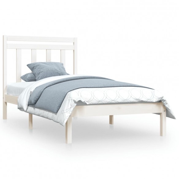 Cadre de lit Blanc Bois massif 90x190 cm Simple