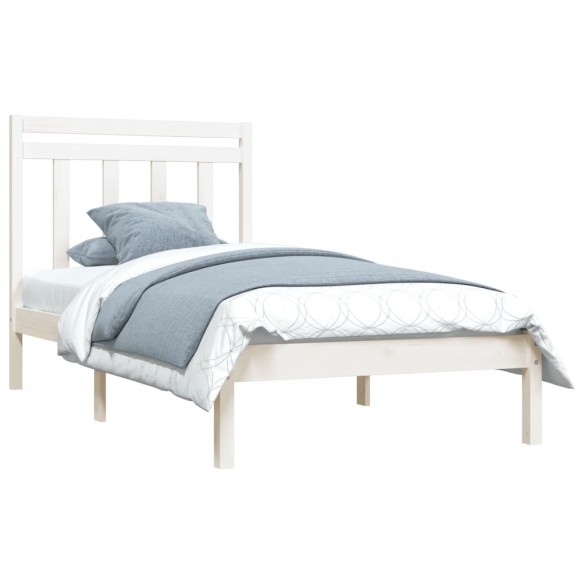 Cadre de lit Blanc Bois massif 90x190 cm Simple