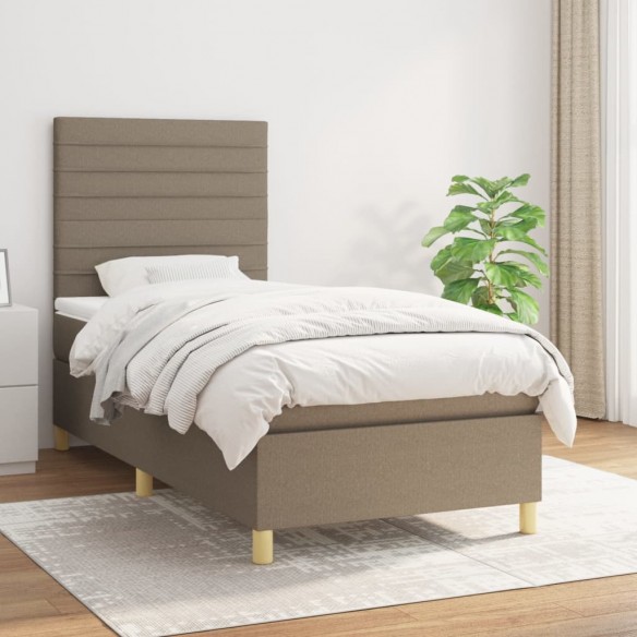 Cadre de lit avec matelas Taupe 100x200 cm Tissu