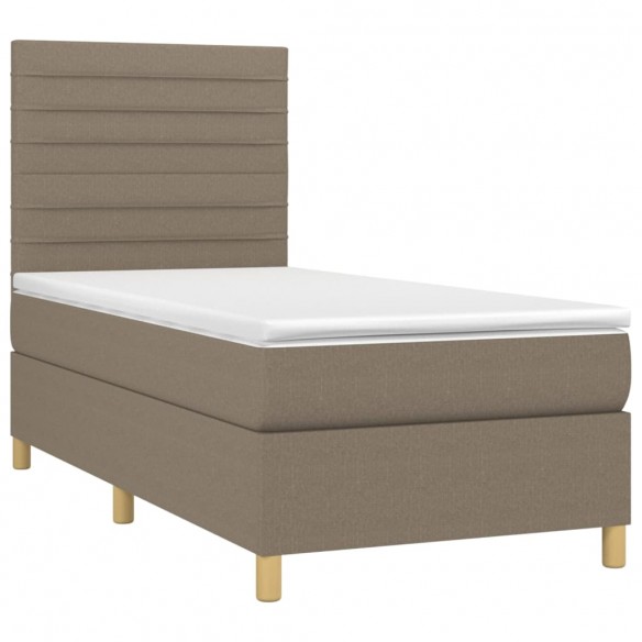 Cadre de lit avec matelas Taupe 100x200 cm Tissu