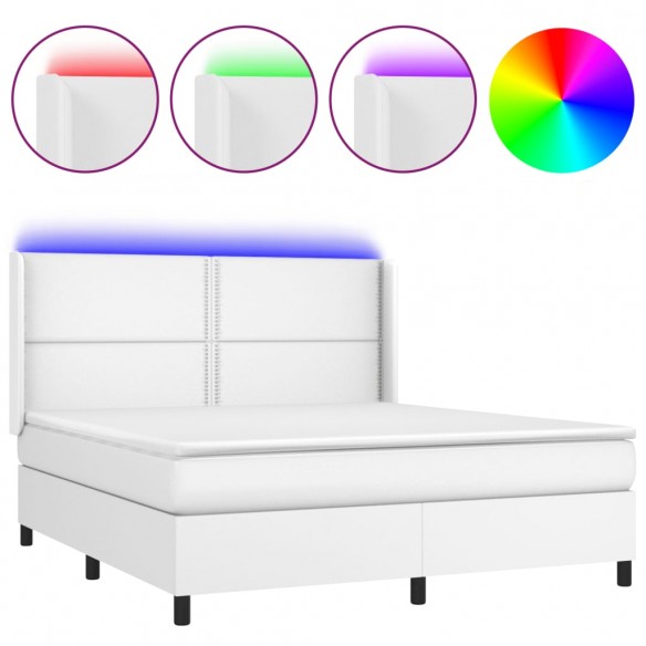 Cadre de lit matelas LED Blanc 160x200 cm Similicuir