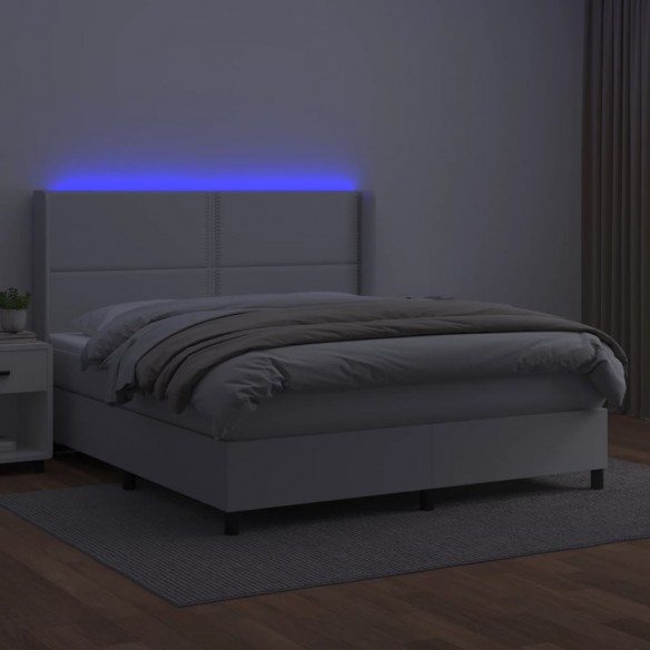 Cadre de lit matelas LED Blanc 160x200 cm Similicuir