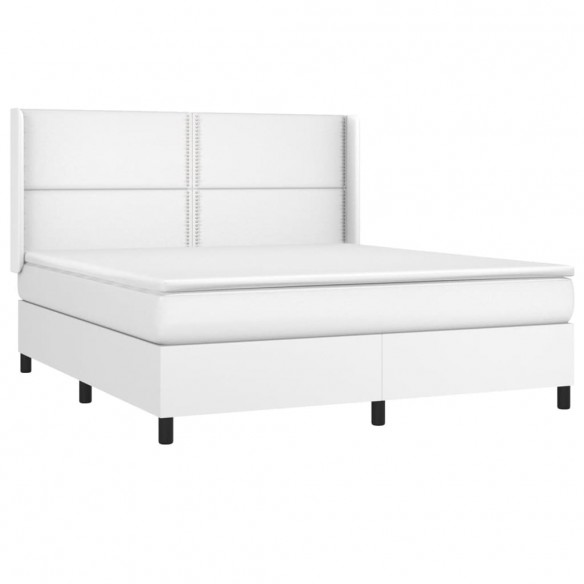 Cadre de lit matelas LED Blanc 160x200 cm Similicuir