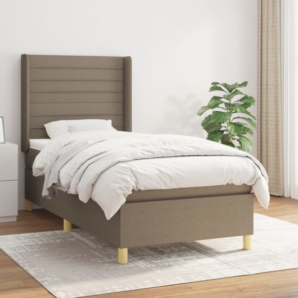 Cadre de lit avec matelas Taupe 100x200 cm Tissu