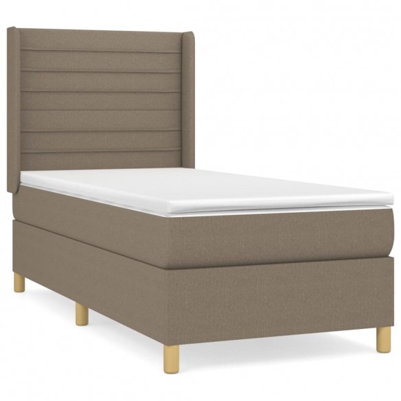 Cadre de lit avec matelas Taupe 100x200 cm Tissu