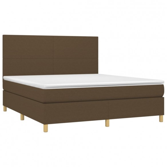 Cadre de lit matelas et LED Marron foncé 180x200 cm