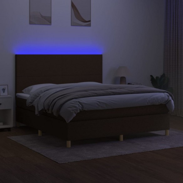 Cadre de lit matelas et LED Marron foncé 180x200 cm