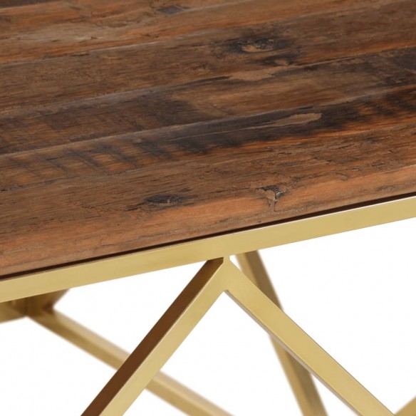 Table basse doré acier inoxydable et bois de mélèze massif