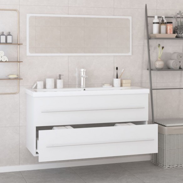 Ensemble de meubles de salle de bain Blanc Bois d'ingénierie