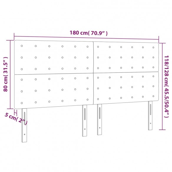 Tête de lit à LED Crème 180x5x118/128 cm Similicuir