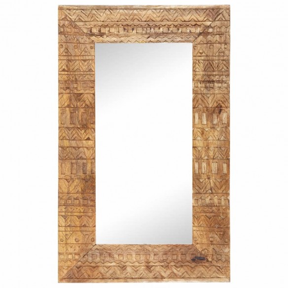 Miroir sculpté à la main 80x50x2,5 cm bois de manguier solide