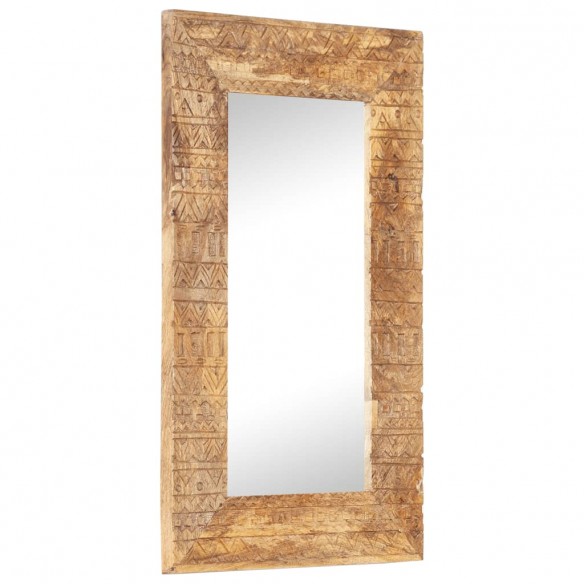 Miroir sculpté à la main 80x50x2,5 cm bois de manguier solide