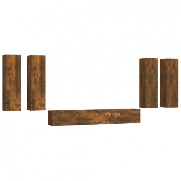 Ensemble de meubles TV 6 pcs Chêne fumé Bois d'ingénierie