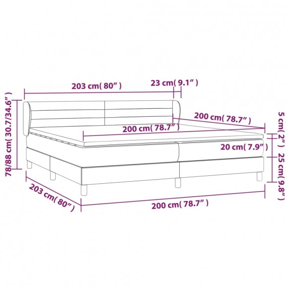 Cadre de lit avec matelas Taupe 200x200 cm Tissu