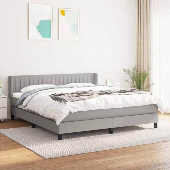 Cadre de lit avec matelas Gris clair 160x200cm Tissu