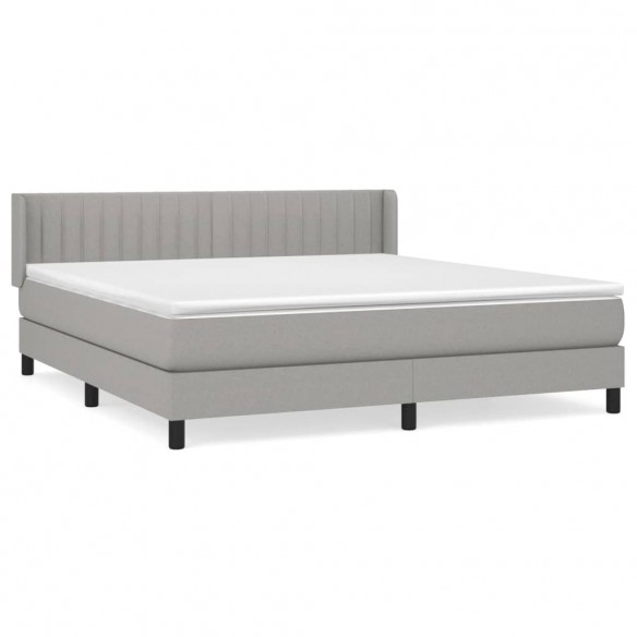 Cadre de lit avec matelas Gris clair 160x200cm Tissu