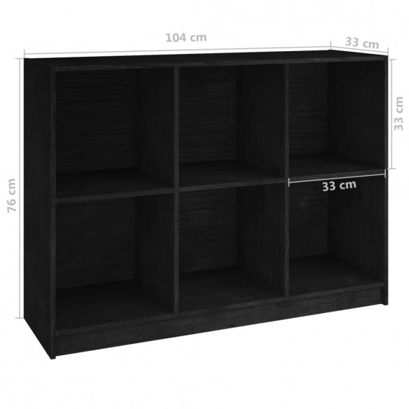 Bibliothèque Noir 104x33x76 cm Bois de pin massif