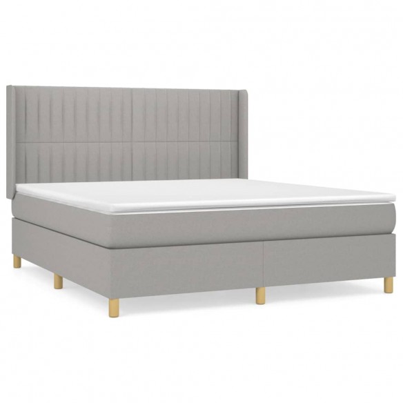 Cadre de lit avec matelas Gris clair 160x200cm Tissu