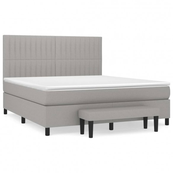 Cadre de lit avec matelas Gris clair 160x200cm Tissu