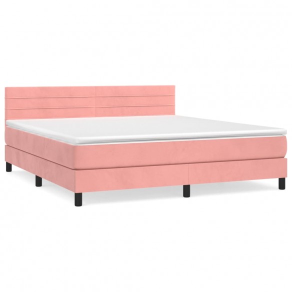 Cadre de lit avec matelas Rose 180x200 cm Velours