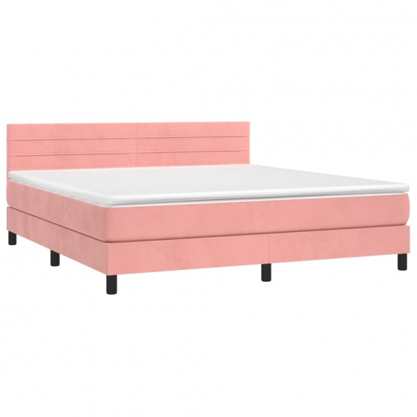 Cadre de lit avec matelas Rose 180x200 cm Velours