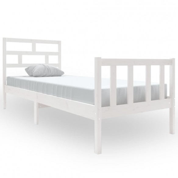 Cadre de lit Blanc Bois de pin massif 75x190 cm Petit simple