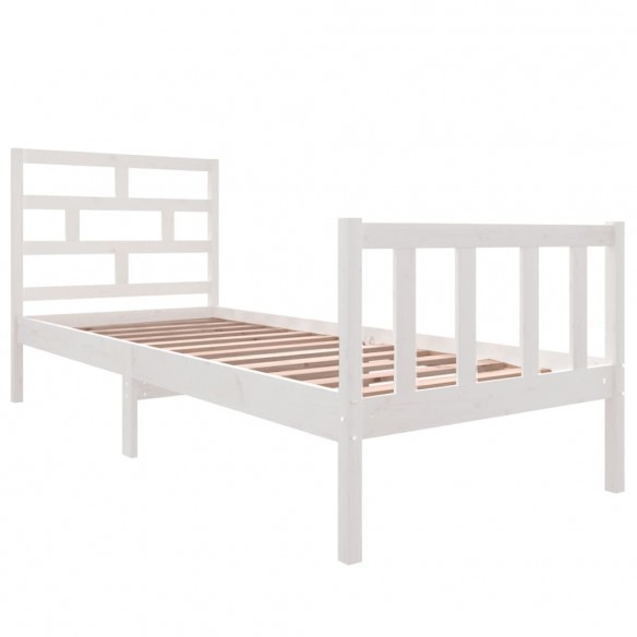 Cadre de lit Blanc Bois de pin massif 75x190 cm Petit simple