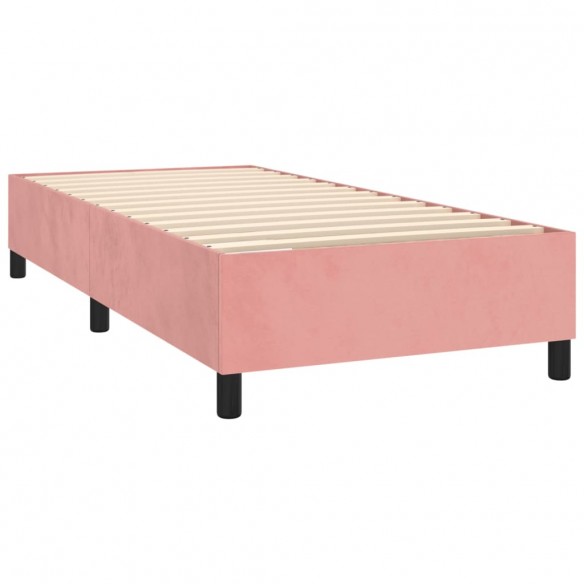 Cadre de lit avec matelas LED Rose 90x200 cm Velours