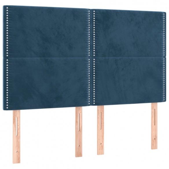 Cadre de lit et matelas Bleu foncé 140x190cm Velours