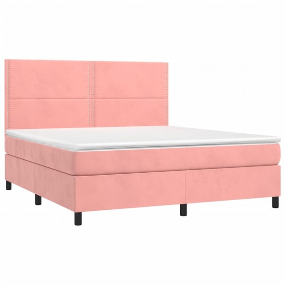 Cadre de lit avec matelas Rose 180x200 cm Velours