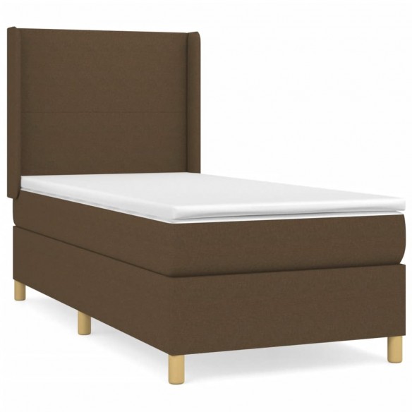 Cadre de lit avec matelas Marron foncé 90x190 cm