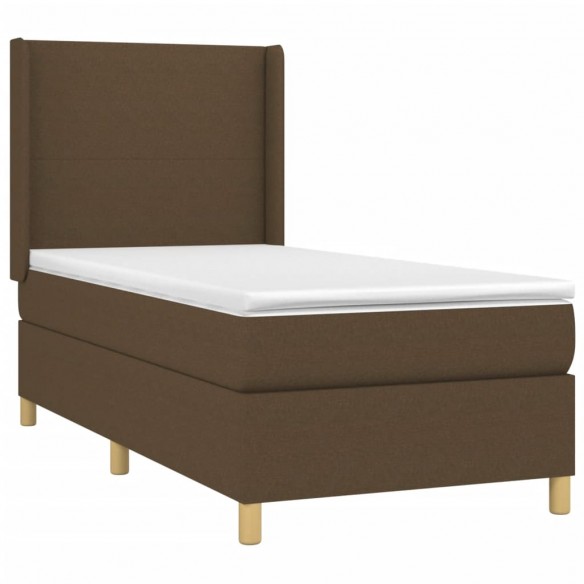 Cadre de lit avec matelas Marron foncé 90x190 cm