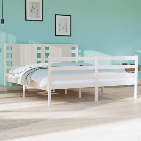 Cadre de lit Blanc Bois de pin massif 135x190 cm Double