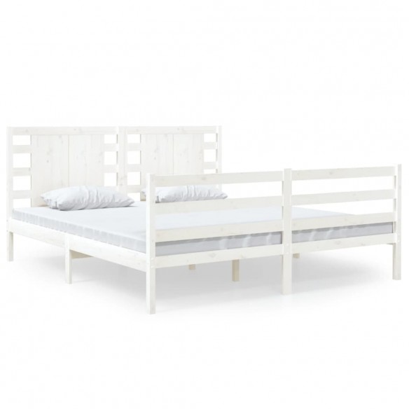 Cadre de lit Blanc Bois de pin massif 135x190 cm Double