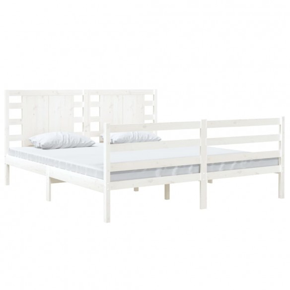 Cadre de lit Blanc Bois de pin massif 135x190 cm Double